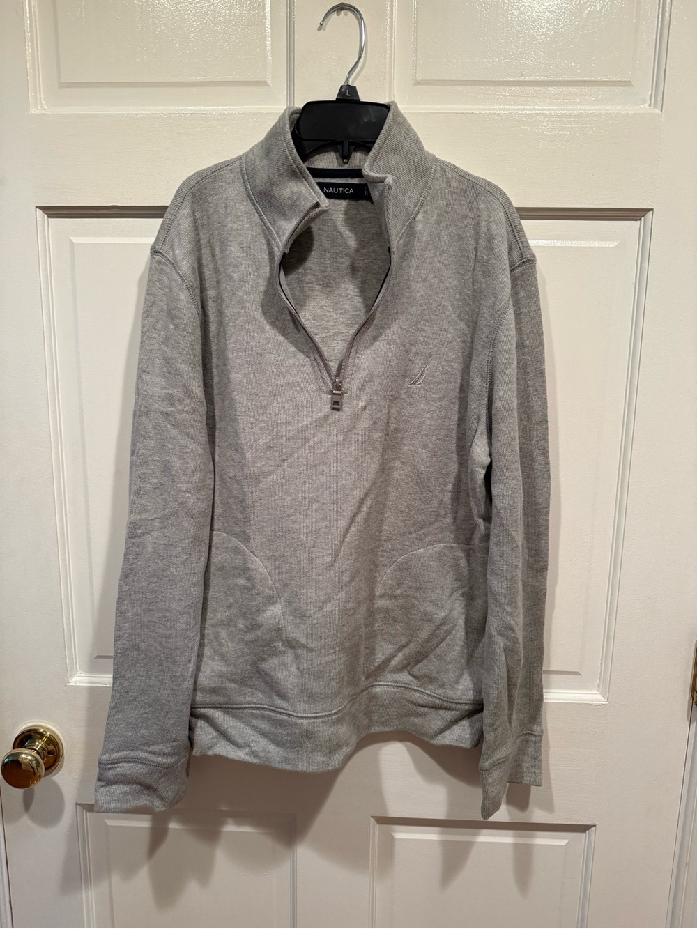 NAUTICA MENS GRAY QUARTER ZIP PULLOVER W/ POCKETS SIZE MEDIUM